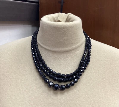 Collier multi-rang vintage onyx ou verre ? - Photo 1/4