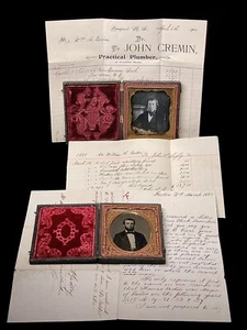 A GENEALOGISTS DREAM! DAG OF FATHER & AMBROTYPE OF SON - CHARLOTTE S.C. QUINBY - Picture 1 of 12