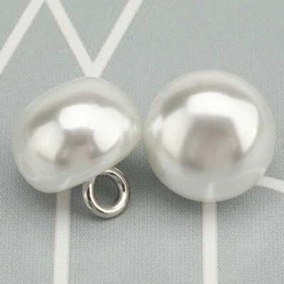 10PC DIY Half Ball Pearl Buttons with Metal Shank Sewing Wedding Dress Shirt Sew - Image 1 of 4