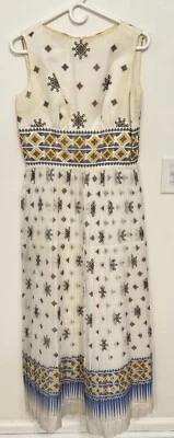 Maxi Vestido Boho Vintage Alfred Shaheen Cottagecore Plisado Transparente Años 70 Fiesta Talla 14 Foto 1 de 4