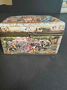 ANTIKE ITALIENISCHE CAPODIMONTE PORZELLAN TISCHSCHATULLE 19. JH. - Bild 1 von 8