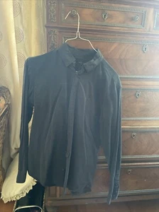 all saints black long sleeve button-down shirt size small - Picture 1 of 7
