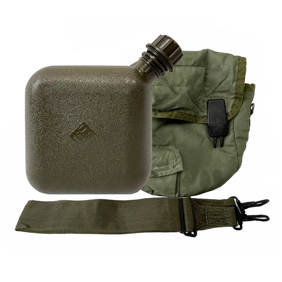 US Military 2 QT Collapsible Water Canteen with 2 Quart Pouch Cover & Sling EXC - Image 1 of 3