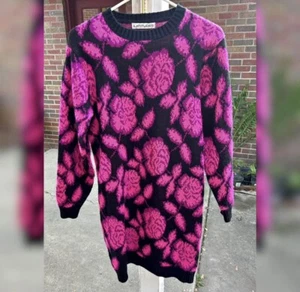 Vestido suéter vintage para mujer Latitudes tejido rosa y magenta floral midi - Imagen 1 de 3