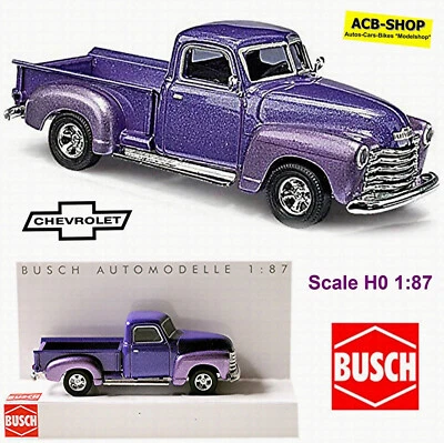 Chevrolet Pick Up 1950 Metallica Viola Nero Sfumati Dischi 1:87 Busch - Immagine 1 di 4