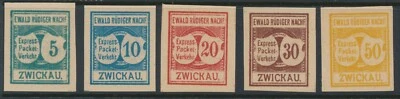Zwickau Private Post Town Local Mi A 1B- 5B MNH Express-Packet-Verkehr MNH ** - Image 1 of 3