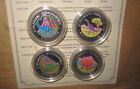 1993 Guinea Dinosaurs $ Color Proof Silver 4 Pcs Coins Set With Coa "Rare" & "Sc