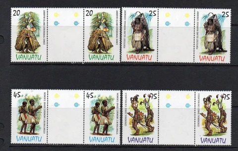 VANUATU MNH 1985 SG398-401 TRADITIONAL COSTUMES GUTTER PAIRS Cover