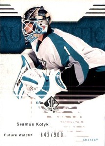 2003-04 SP Authentic #119 Seamus Kotyk RC FUTURE WATCH SAN JOSE SHARKS