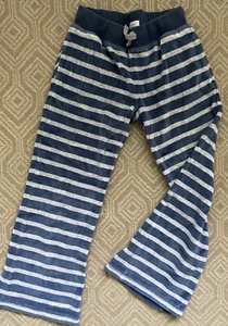 NEW Mini Boden Girl Velour Blue Gray Stripe Pants Trousers Sz 8 Lounge Jogger - Picture 1 of 2