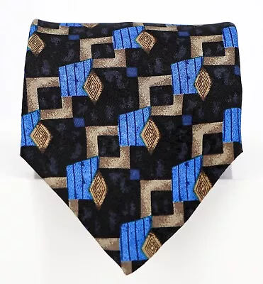 Corbata vintage Mulberry Italia para hombre 100 % seda estampado geométrico hecha a mano 59 x 4 Foto 1 de 3