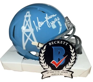 WARREN MOON SIGNED HOUSTON OILERS SPEED MINI HELMET BECKETT COA WW00639 - Picture 1 of 8