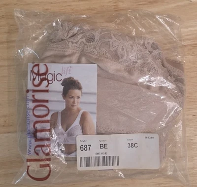 NUEVO Sujetador Glamorise 38C MagicLift Original Soporte Sin Alambres para Mujer 1000 Beige Foto 1 de 2