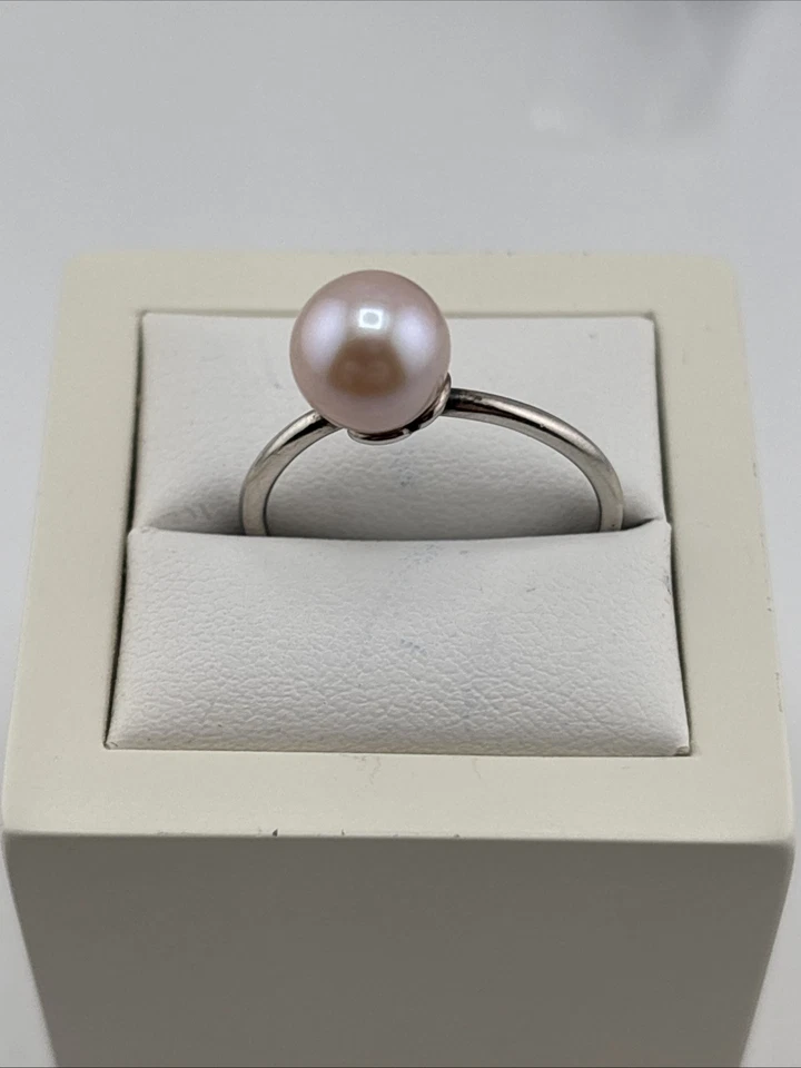 AUTÉNTICO ANILLO TROLLBEADS Rosa PERLA PLATA ESTERLINA Talla 7.5 #449 Foto 1 de 4