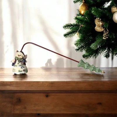 11" HOME INTERIORS Cute Snowman Christmas CANDLE SNUFFER Christmas Tree Holiday - Image 1 of 4