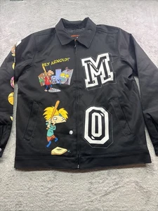 Members Only X Nickelodeon Jacket Hey Arnold Men’s Size S Black Retro 90’s - Picture 1 of 6