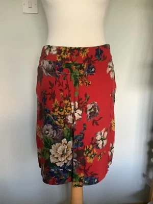 Joules skirt s10 NEW red with multi floral design  - Image 1 of 4