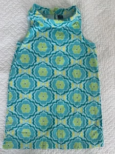 Girls BABY GAP Turquoise Print Cotton Sleeveless Dress Size 5 - Preowned - Picture 1 of 2