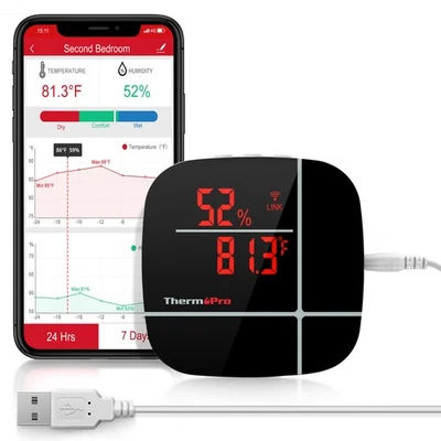 ThermoPro TP-90 Smart WiFi Thermometer Hygrometer with App & Alexa Voice Control - Image 1 of 4