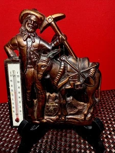 Vintage Copper Thermometer Prospector with Donkey RENO Souvenir Made In Japan - Picture 1 of 3