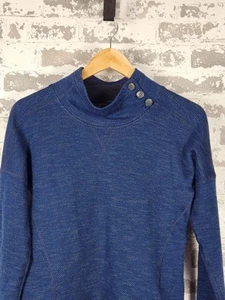 Marmot Addy Sweater Womens Size Small Blue Button Accents Mock Neck Wool Blend - Picture 1 of 18