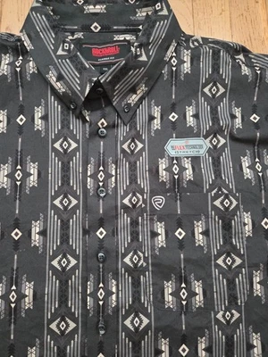 Rock & Roll Denim Aztec Stretch Shirt Charcoal Western Classic Fit XXL 2XL NWOT - Image 1 of 4