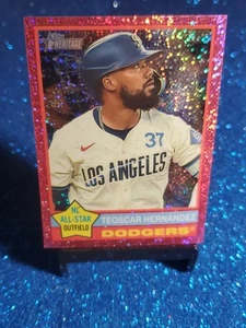 2025 Topps Heritage Chrome Baseball Pink Sparkle #395 Teoscar Hernandez Dodgers - Picture 1 of 2