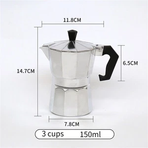 Cafetera Moka Percoladora 3 Tazas Cafetera Espresso Estufa Aluminio Estilo Italiano - Imagen 1 de 22