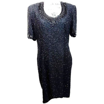 Vintage Stenay Beaded Silk Open Back Dress Size 12 Black Regencycore Goth Prom - Image 1 of 4