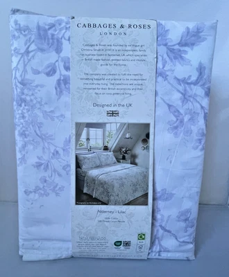 Cabbages & Roses KING SHEET SET 4 PC 100% COTTON PERCALE  Alderney - Lilac NWT - Image 1 of 4
