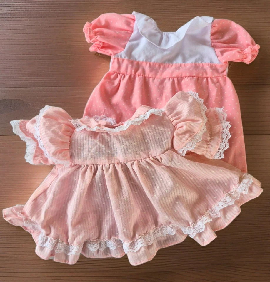 Two 2 Cabbage Patch娃娃大码连衣裙,粉色,复古 — 第 1/1 张图片