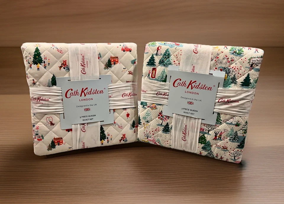NUEVO Juego de 3 piezas Cath Kidston London Bright or Snow Day Edredón y fundas Queen Foto 1 de 1