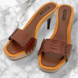 Louis Vuitton Sandals Mules Leather Strap Brown 23.5 - Picture 1 of 9