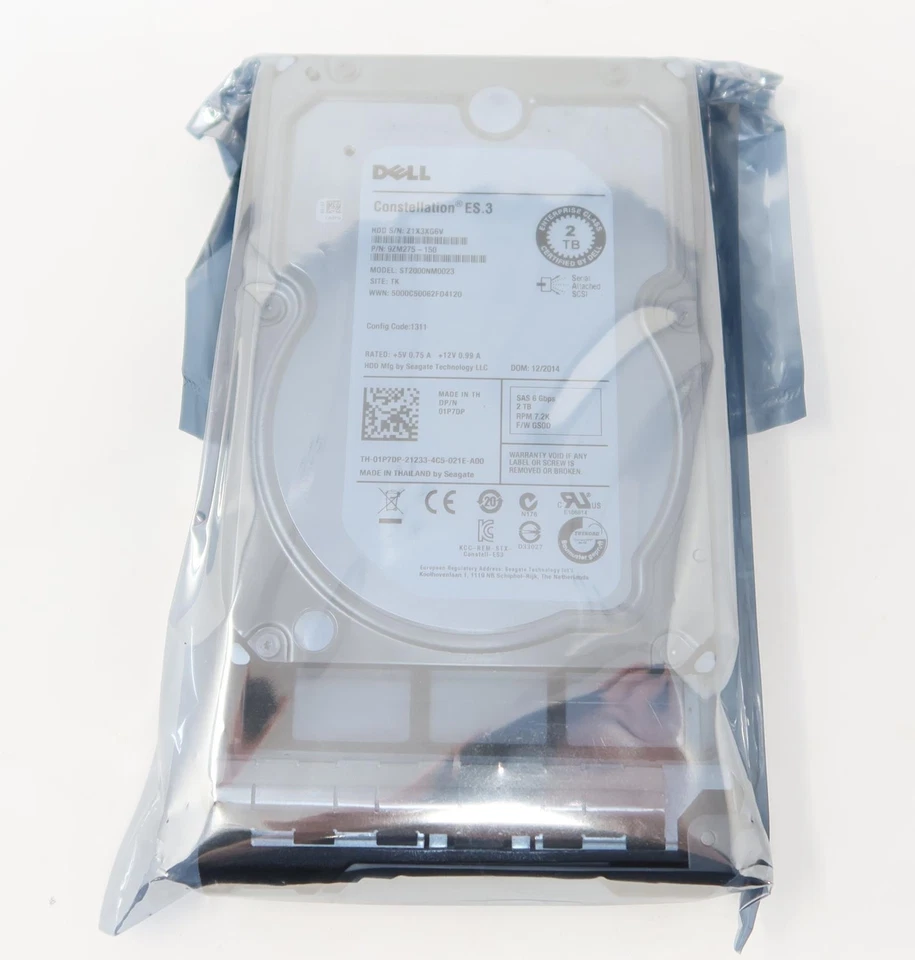 DELL 1P7DP 2Tb 7.2k 6Gb/s 3.5 SAS Hard Drive ST2000NM0023 - Image 1 of 2
