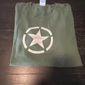 Gildan Jeep Military Star T-Shirt American Army grün Größe Large - Bild 1 von 8