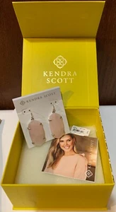 Kendra Scott Esme Rose Quartz Pink Rhodium silver tone Drop Earrings - Picture 1 of 1