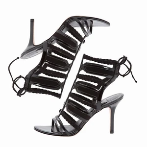 Brian Atwood Felisa Caged Sandals Size 7 Strappy Lace Up Stiletto Heel Open Toe - Picture 1 of 10
