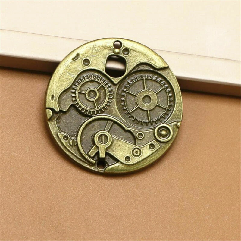 Berloques antigos de engrenagem de roda redonda 25/38 mm steampunk faça você mesmo pingente acessórios - Imagem 1 de 4