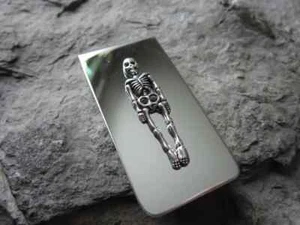 Unique Skeleton Money Clip - Father's Day Dad - 14K White Gold Over For Men's - Picture 1 of 6