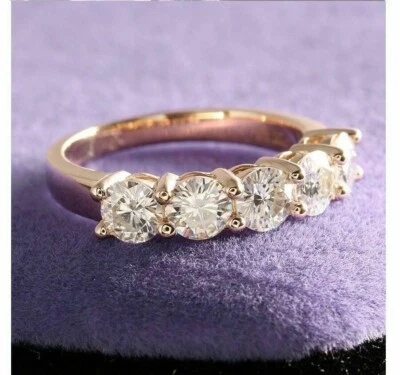 2.50 Ct Round VVS1/D Diamond Five-Stone Rose Silver Engagement Ring Lab Created - Image 1 of 2