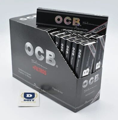 OCB Black King Size Slim Rolling Papers Perforated Roach Filter Tips Roach Box - Image 1 of 4