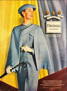 Forstmann 100% Virgin Wool Woman Umbrella Schooner Blue Coat 1956 Print Ad - Picture 1 of 6