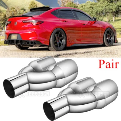Stainless Pair 2.5" inlet 3.5" outlet Dual Exhaust Pipe Tips For Acura TLX Type — 第 1/4 张图片