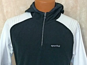 Sportful 1/4 Zip Women's Pullover Hooded Top Black White Soft Nice Hike Camp New - Picture 1 of 11