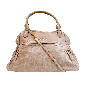 MIU MIU Vitello Pink Leather Hand Bag - Picture 1 of 17