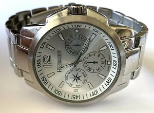 Hennessey B7 Japan Movt St Steel Silver Color Mens Wrist Watch Runs 