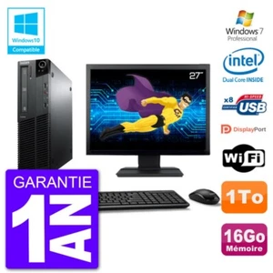 PC Lenovo M82 SFF Ecran 27" G640 RAM 16Go Disque 1To Graveur DVD Wifi W7 - Photo 1/1