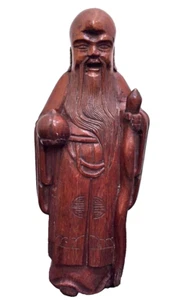 Masterly handcrafted Shou Chinese God of Longevity Antique Chinese Walnut wood - Picture 1 of 5