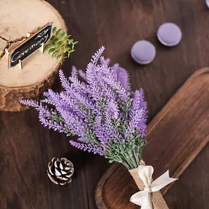 4 Bushes 14" tall Lavender Faux Flowers Stems Bouquets Wedding Home Centerpieces - Picture 1 of 7