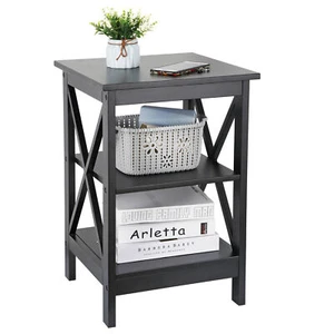 Versatile X-Design Side Table Sofa Side End Storage Shelf End Table Home Black - Picture 1 of 12
